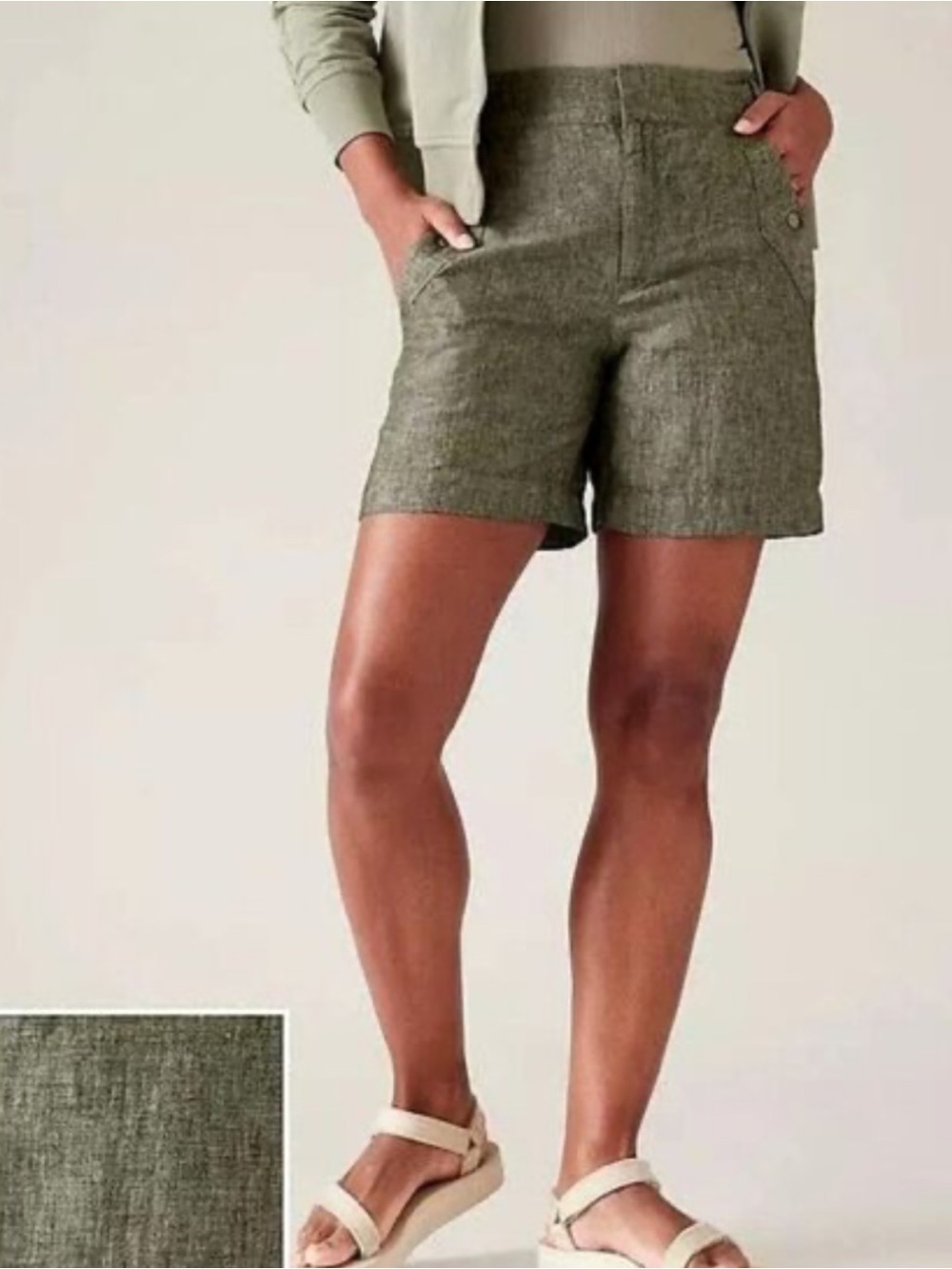 NEW Athleta Voyager Linen Short Size 20 Green